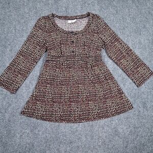 Two Hearts Maternity Allover Print‎ 3/4 Length Sleeve Top Size M